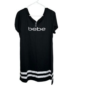 New Bebe Women’s Nightgown Sleep Shirt Size 2X Black White BNWT